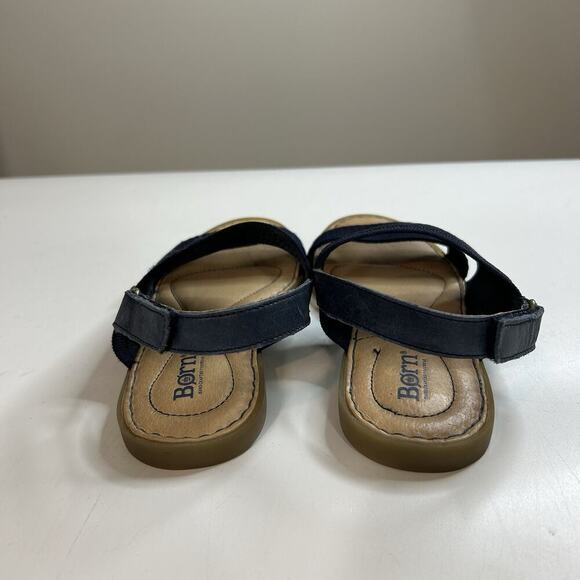 Born Women's 7M Hanz Sandals Navy Blue Slingback Knit Leather Flat - Picture 7 of 7